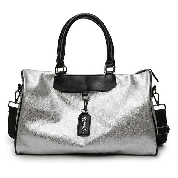 Classy Silver Gym Bag with Bag Tag