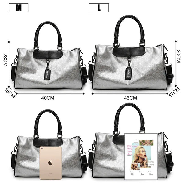 Classy Silver Gym Bag with Bag Tag